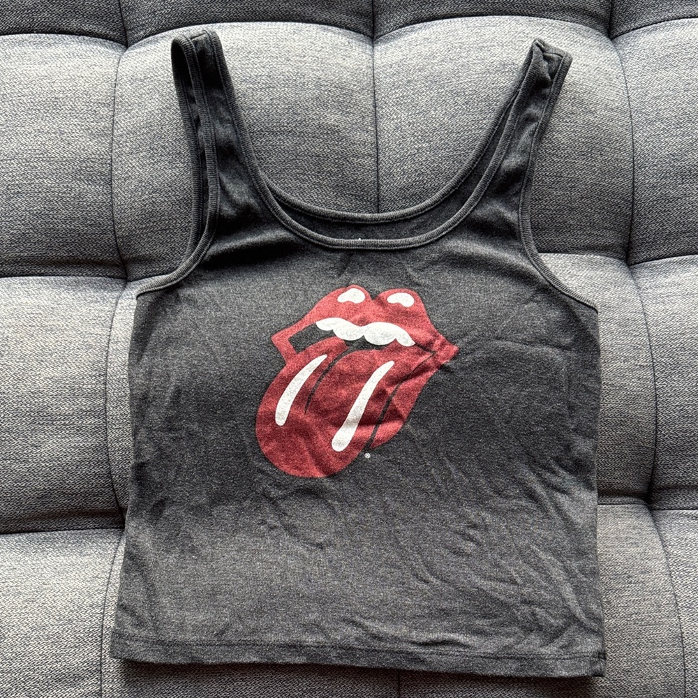 The Rolling Stones Gray Tank with Red Logo